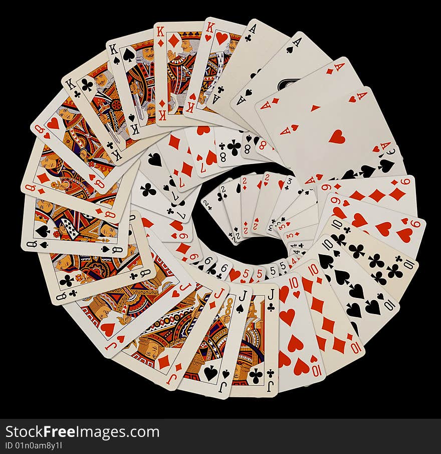 Playing cards on black background