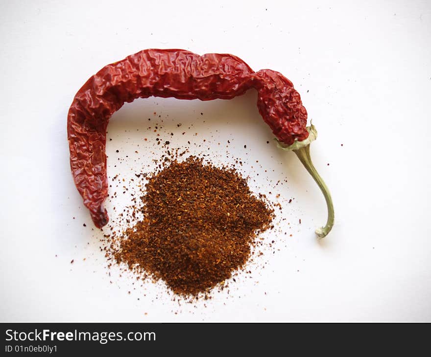 Red chili pepper and chili powder