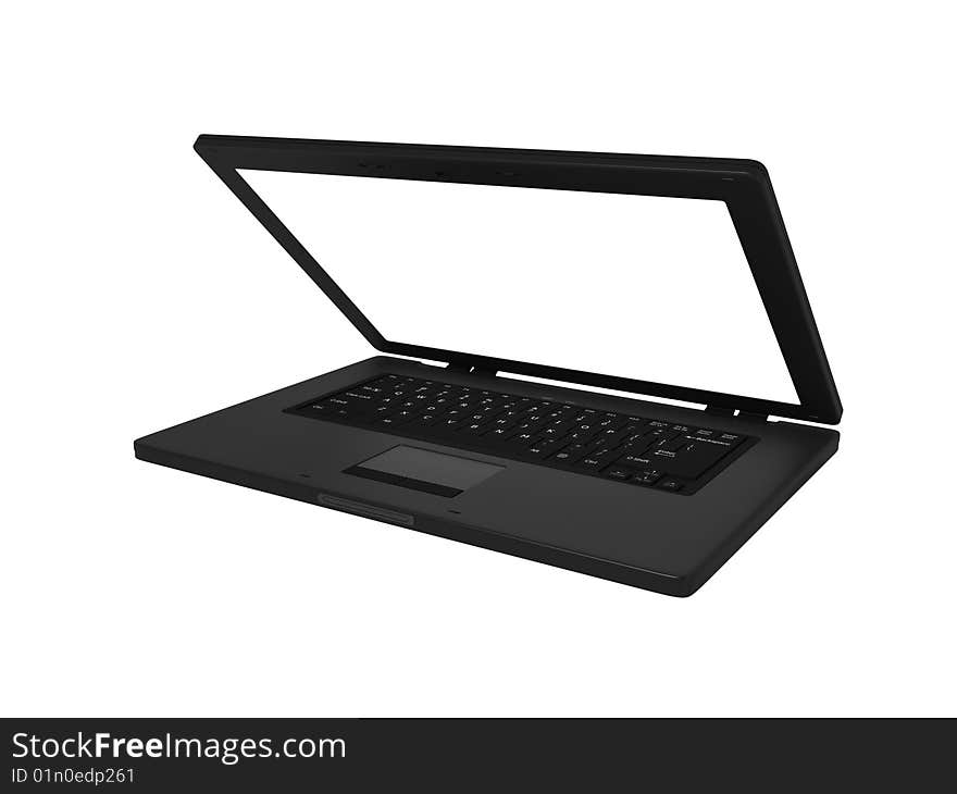 Black laptop isolated on white