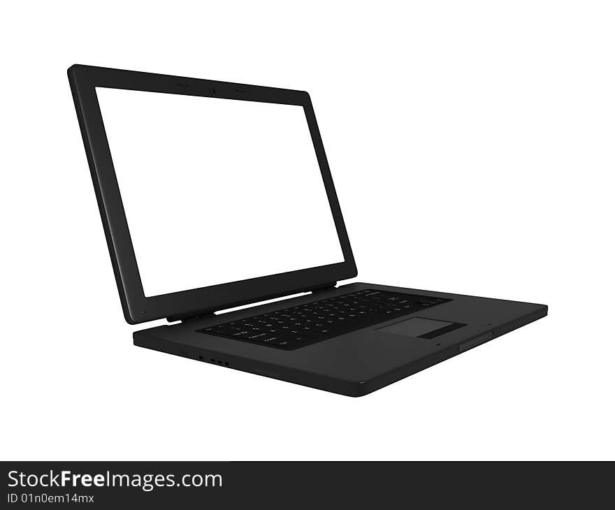 Black laptop isolated on white