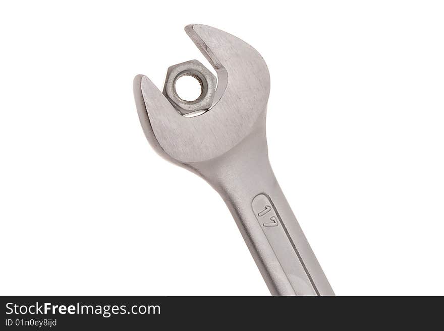 Steel wrench with silver nut. Steel wrench with silver nut