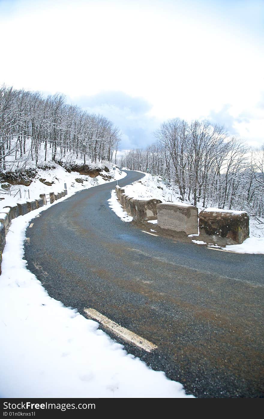 Road with snow at gredos mountains in avila spain. Road with snow at gredos mountains in avila spain