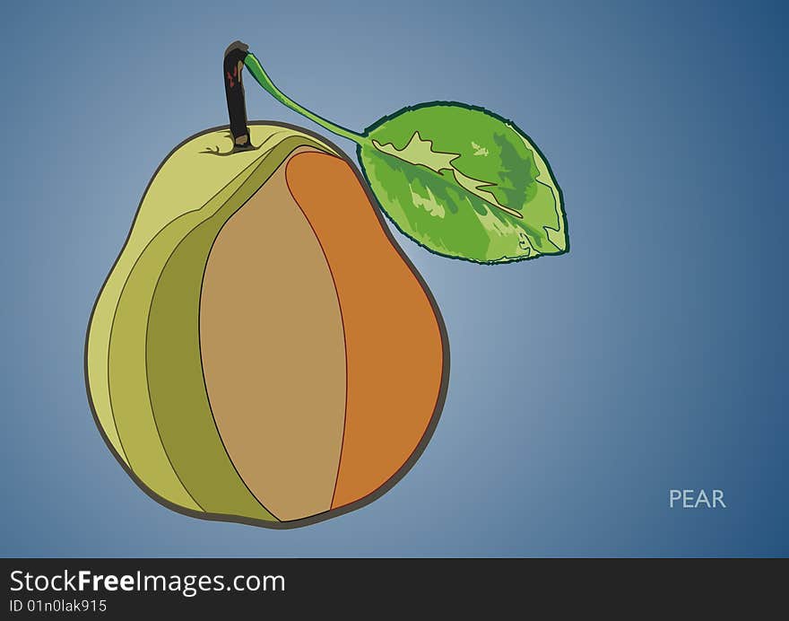 One pear with blue background