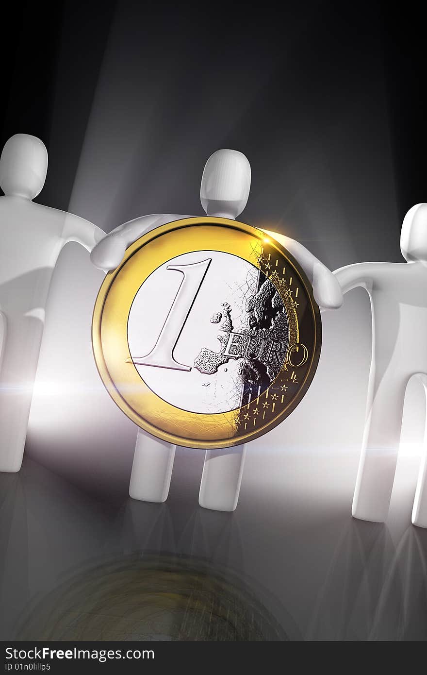 Money success concept with one euro coin