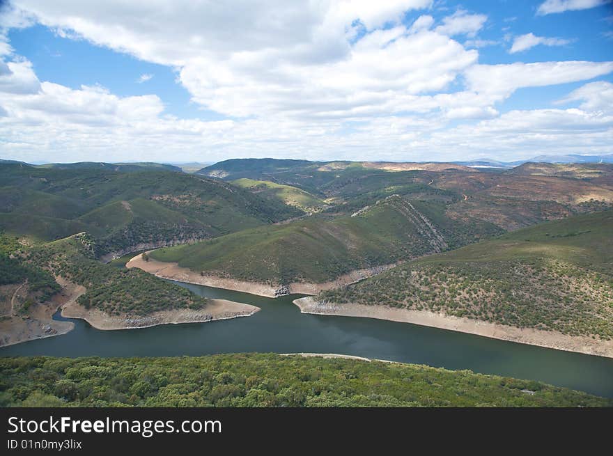 Tajo river at public monfrague natural park in caceres spain. Tajo river at public monfrague natural park in caceres spain