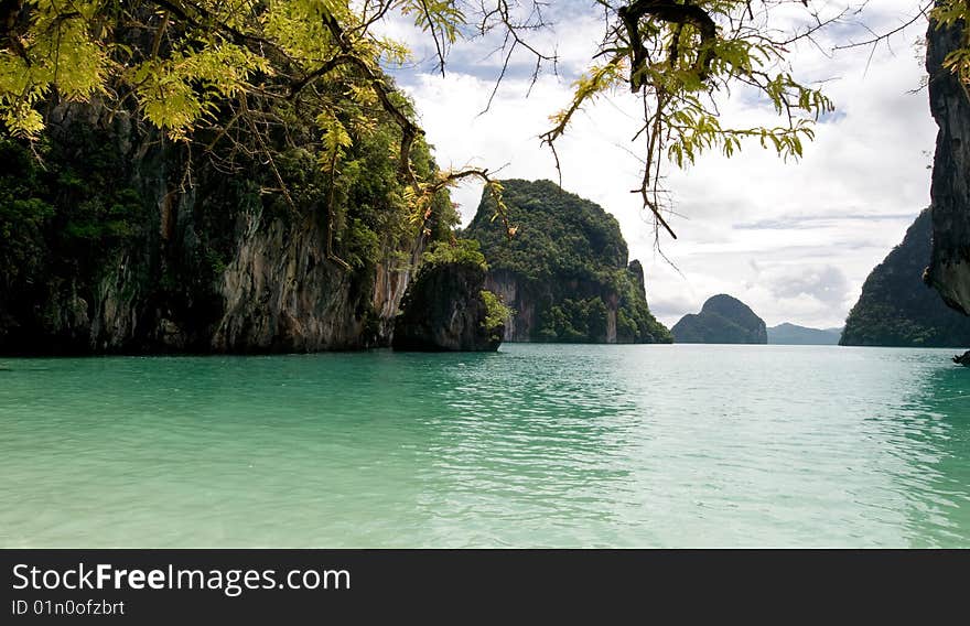 View from the beach of lading island