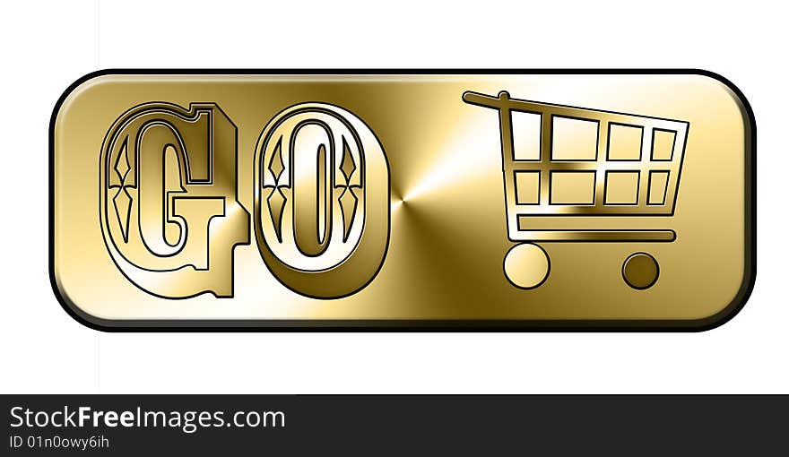 Illustration of the golden web shop button. Illustration of the golden web shop button