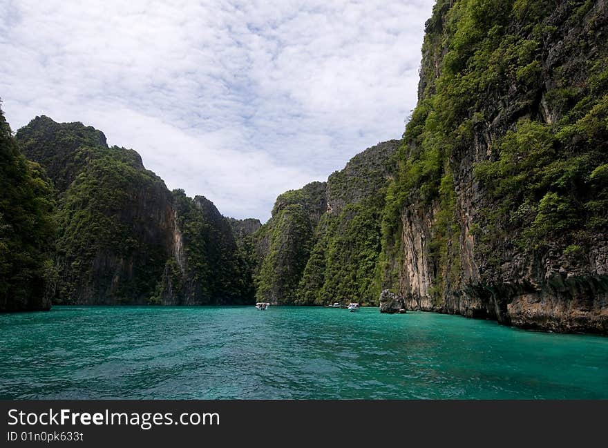 A turquoise Lagoon on Phi Phi Leh. A turquoise Lagoon on Phi Phi Leh