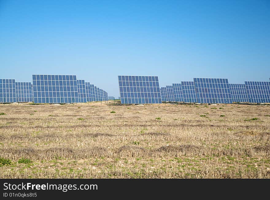 Solar panels with blue sky in valladolid spain. Solar panels with blue sky in valladolid spain