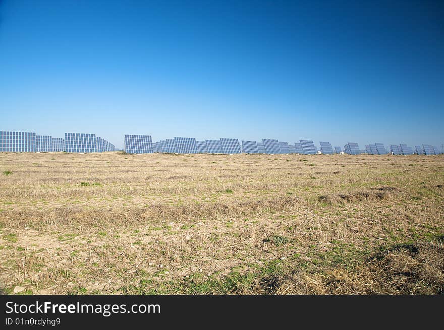 Solar panels with blue sky in valladolid spain. Solar panels with blue sky in valladolid spain