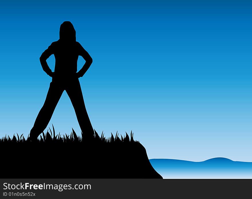 Girl relaxing outdoor vector illustration