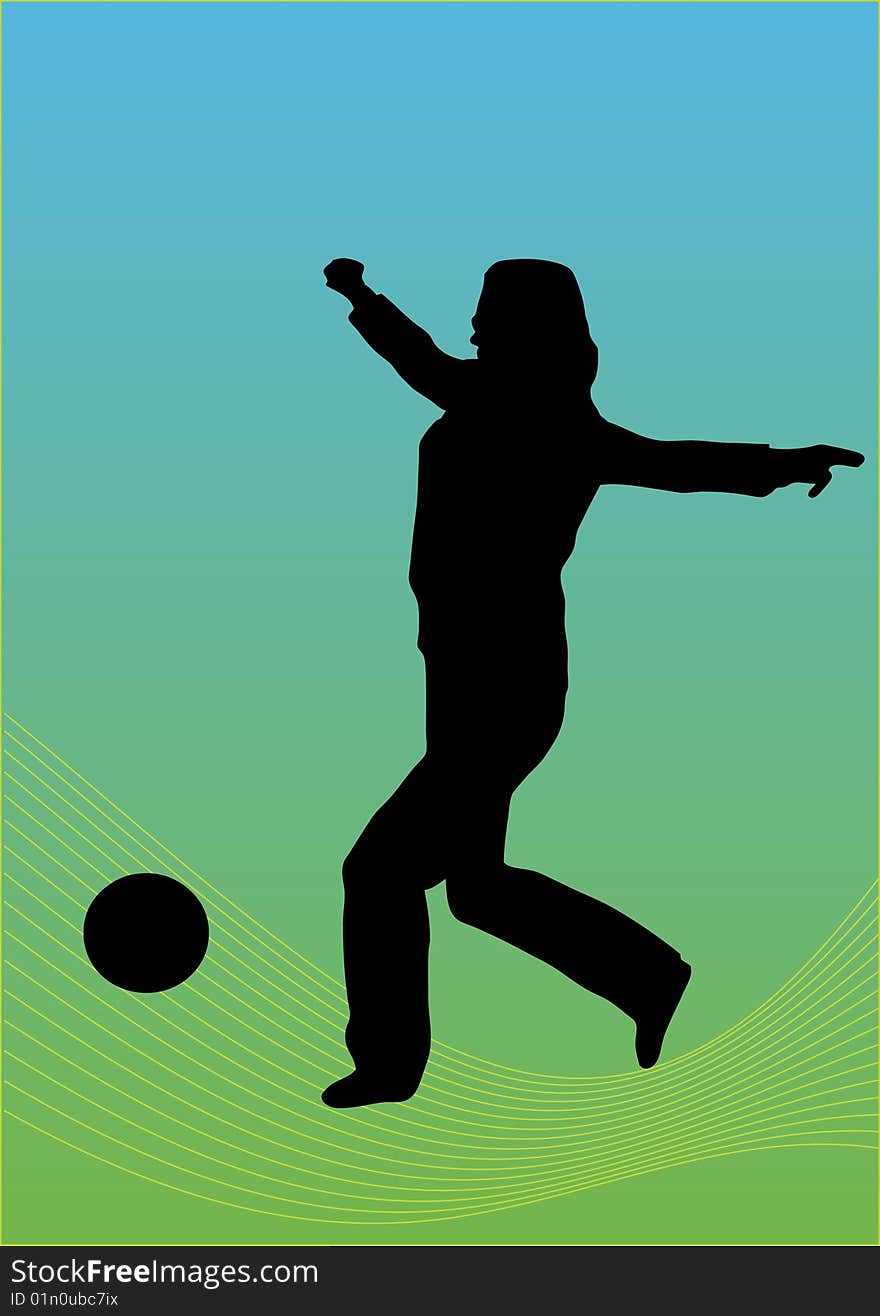 Playing football abstract vector silhouette