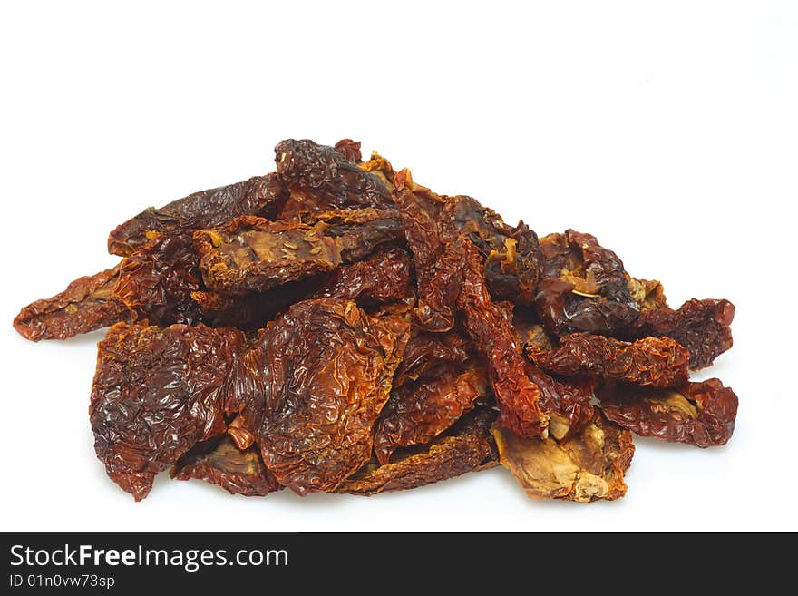 Close up from dried tomatoes on bright  background