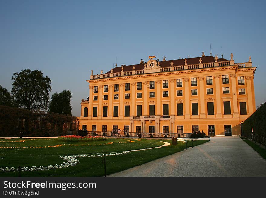 Beautiful Palace Of Schoenbrunn In Vienna / Austri