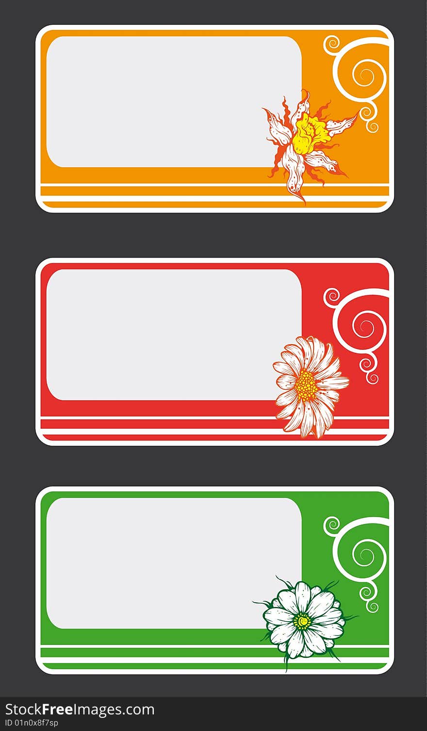 Vector collection 3 business cards templates with floral design