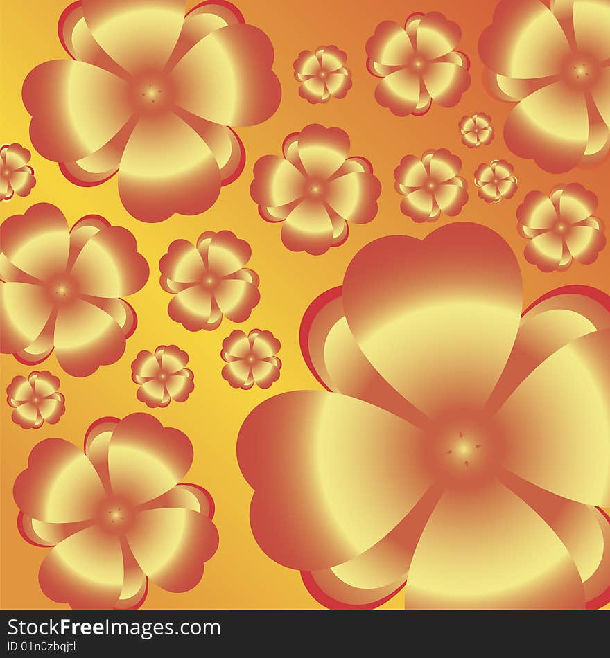 A bunch of orange fiery flowers floating