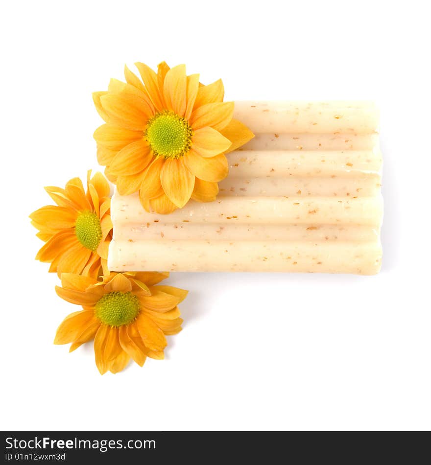 Natural soap and flowers