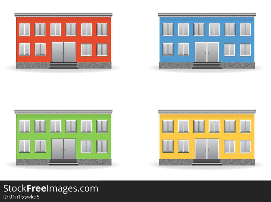 Set of 4 colorful houses