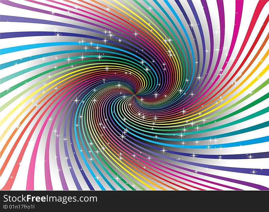 Colorful swirl with glitters and rainbow spectrum