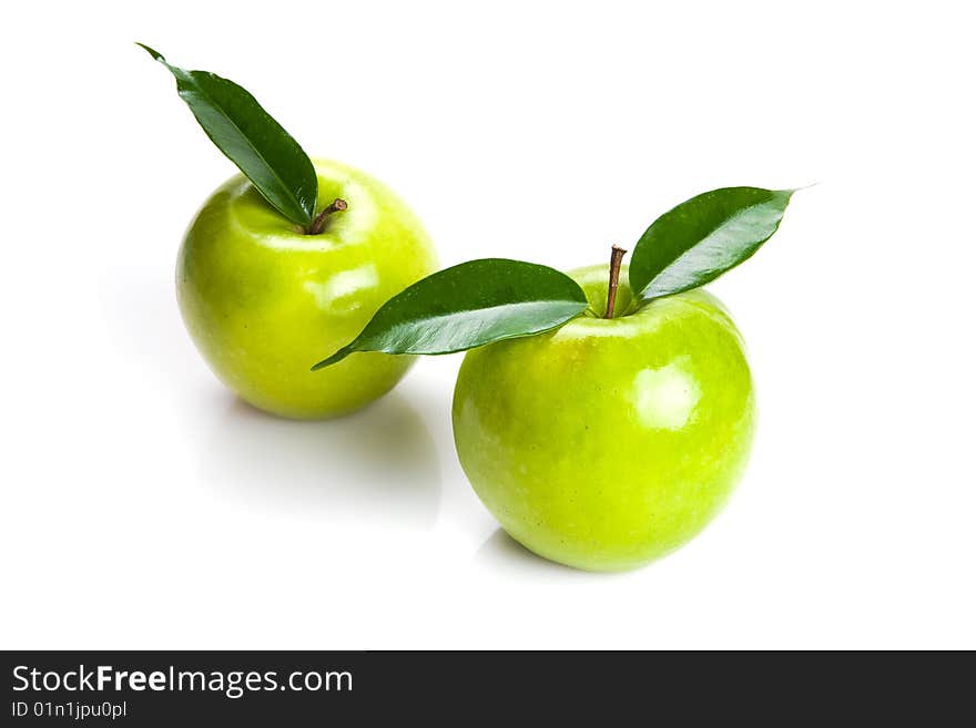 Two green Apples, isolated on white. Two green Apples, isolated on white