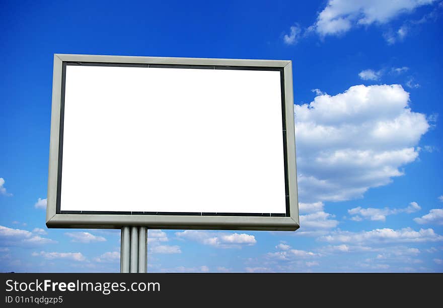 Advertising billboard on sky background