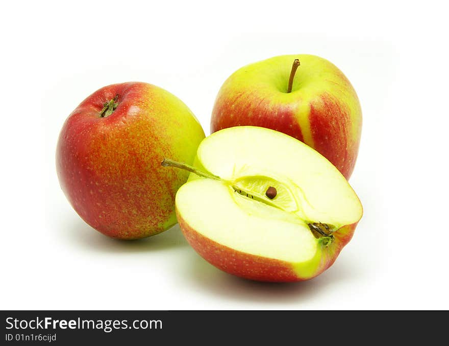 Fresh green apples isolated on a white