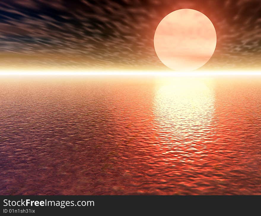 Red 3d sunset