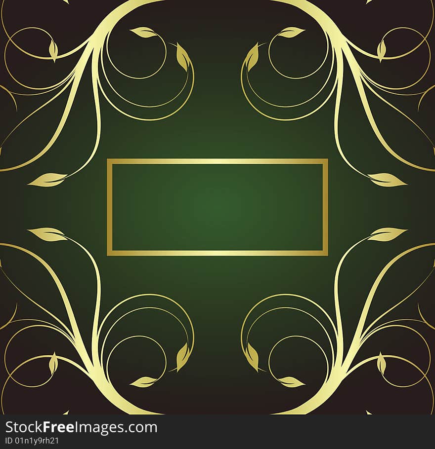 Gold design background with frame for text (vector)