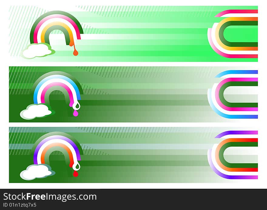 Vector illustration of three Rainbow Web Banners