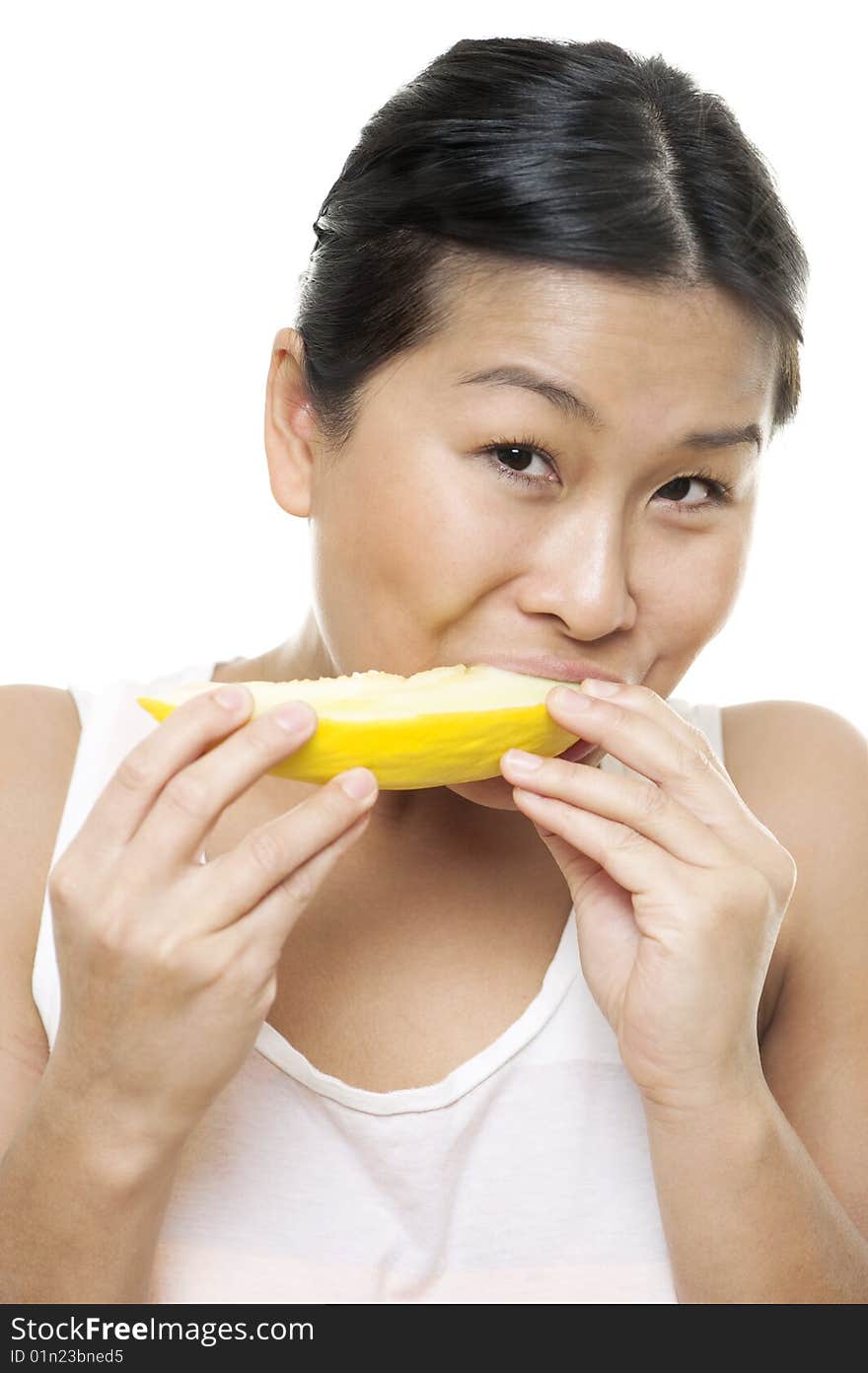 Woman Enjoys Melon