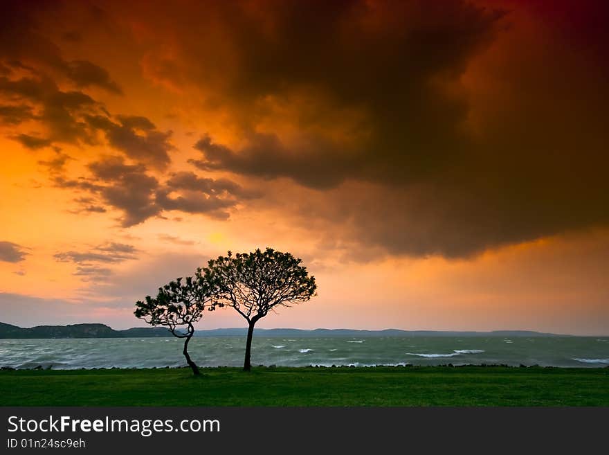 This is a picture of the rising sun at the Balaton Lake in Hungary. This is a picture of the rising sun at the Balaton Lake in Hungary.