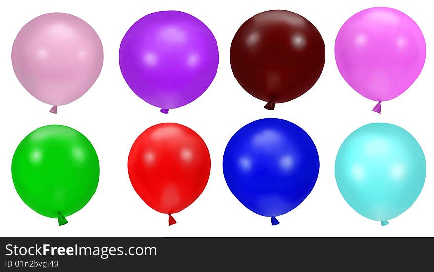 Colorful party balloons background on white background