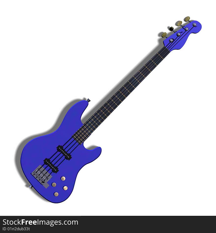 Image of electric bass with shadow and Clipping Path