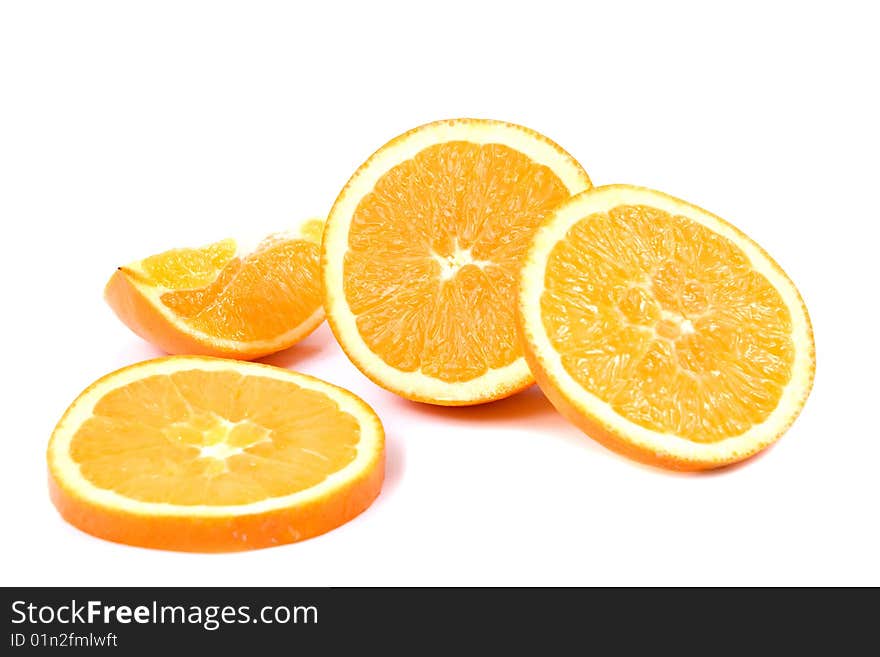 Orange fruit on the white background