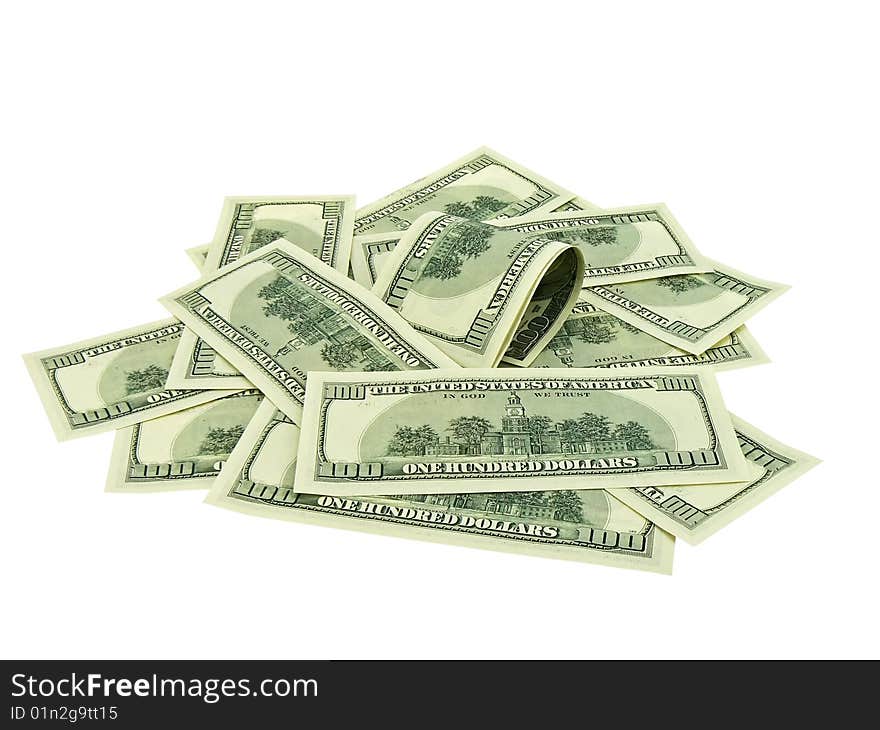 Stack of american dollars isolated on white. Stack of american dollars isolated on white