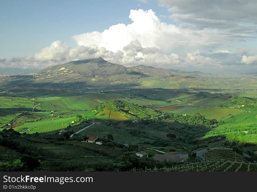 Clasical traditional country landscape Italy ,Sicily, near Calatafimi city. Clasical traditional country landscape Italy ,Sicily, near Calatafimi city