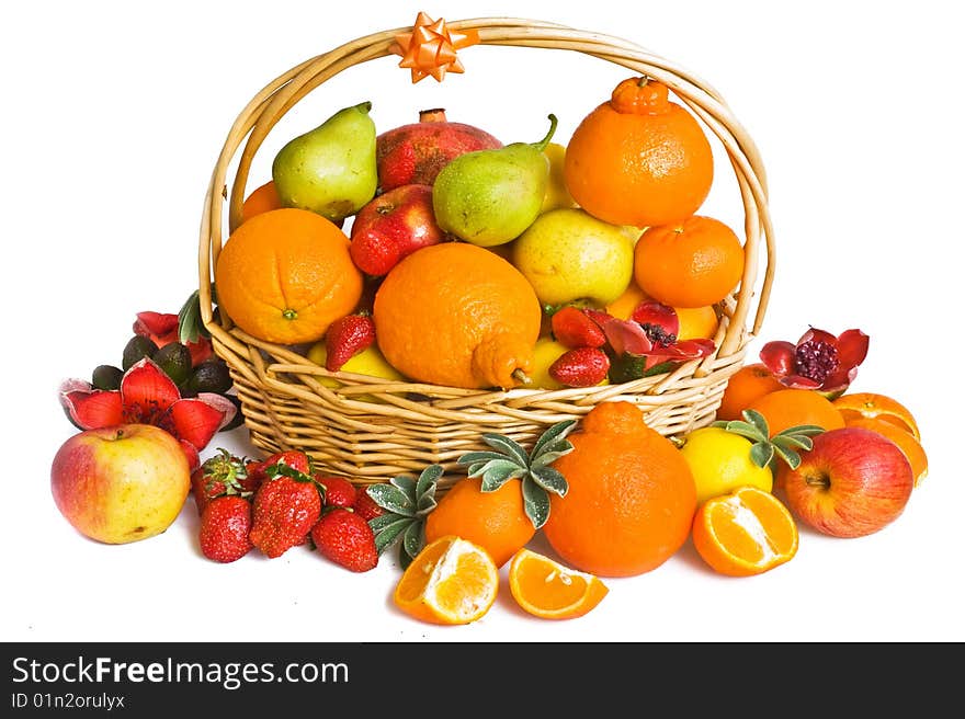 Basket with beautiful  fruits