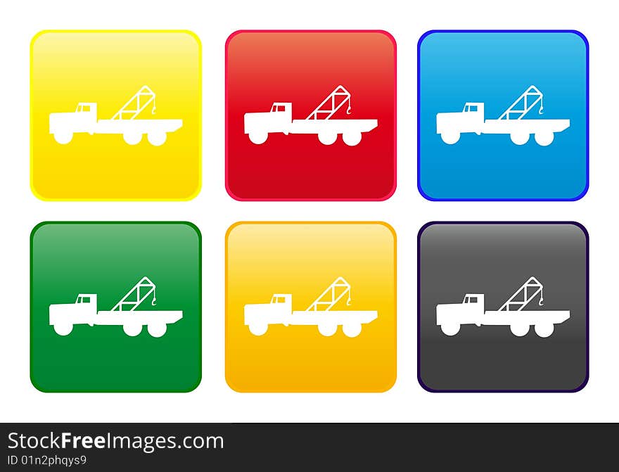 Crane truck web button - computer generated image