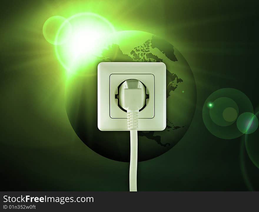 White socket on a beautiful green world free energy