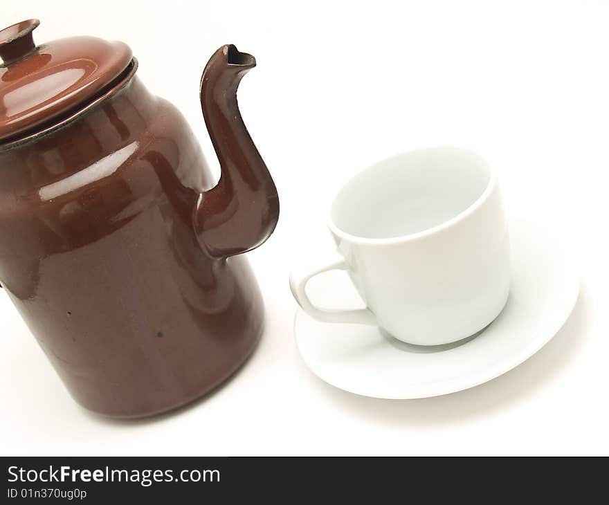 Old metal coffee maker
photography studio with white background