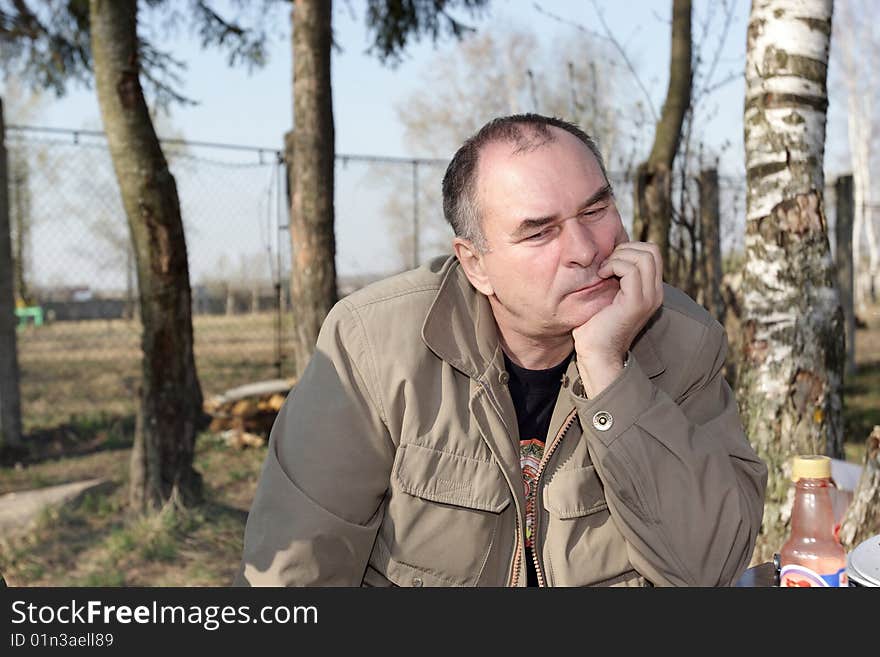 The mature man meditates about his life