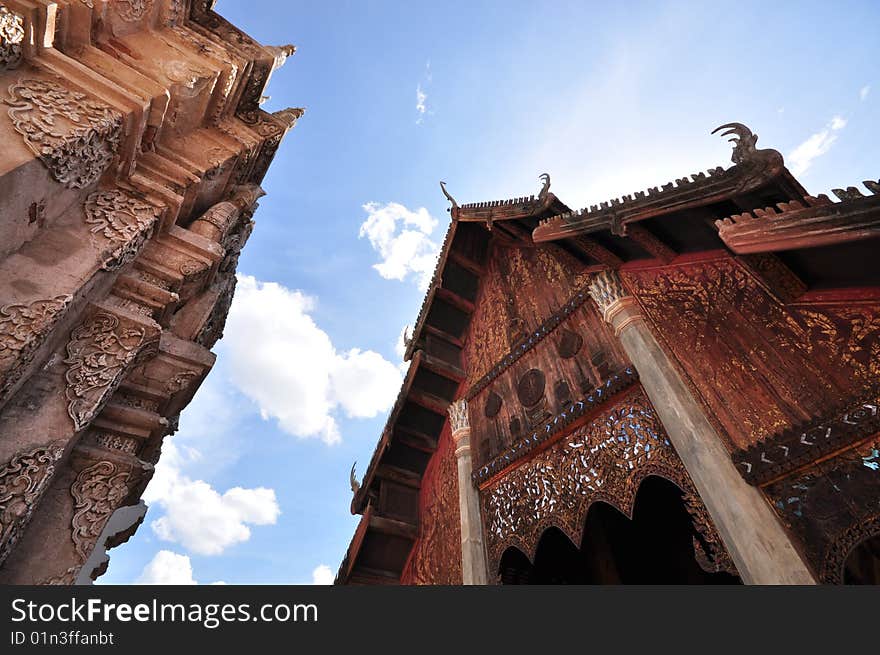 Old temple, Thai, Thailand, wood temple