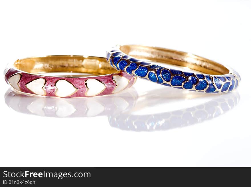 Colorful Bracelets On White Background