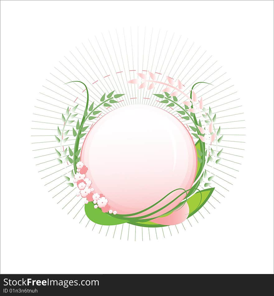 Ornate shield with spring floral elements