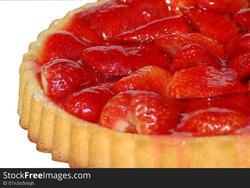 Strawberry pie isolated on white