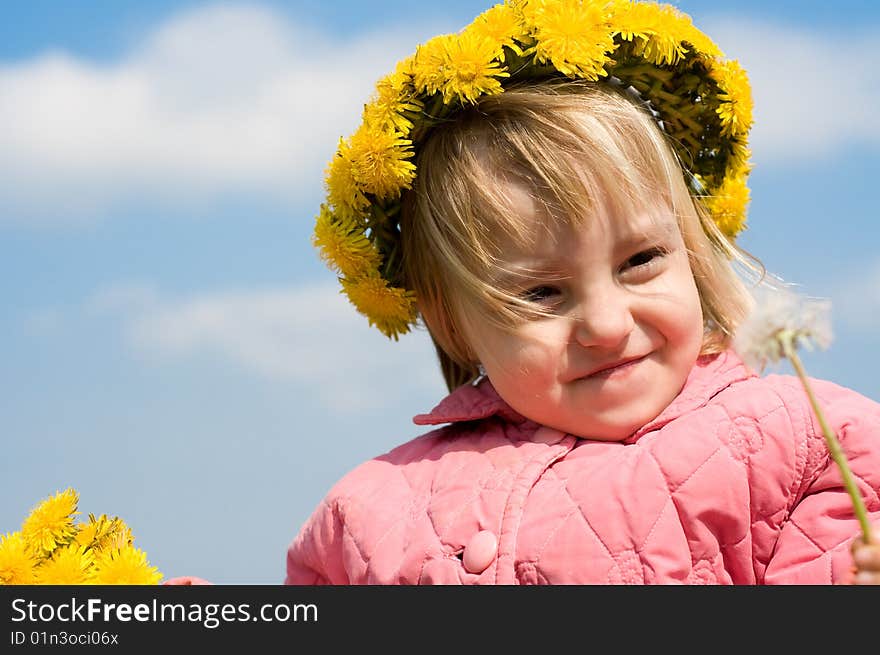 Girl and dandelion