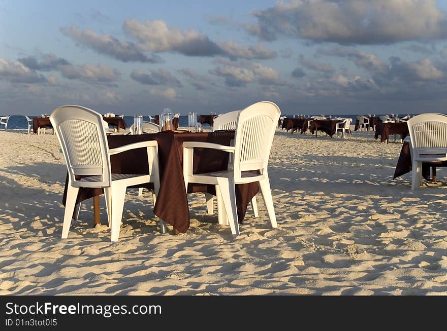 Candlelight dinner on a beach at the maldives