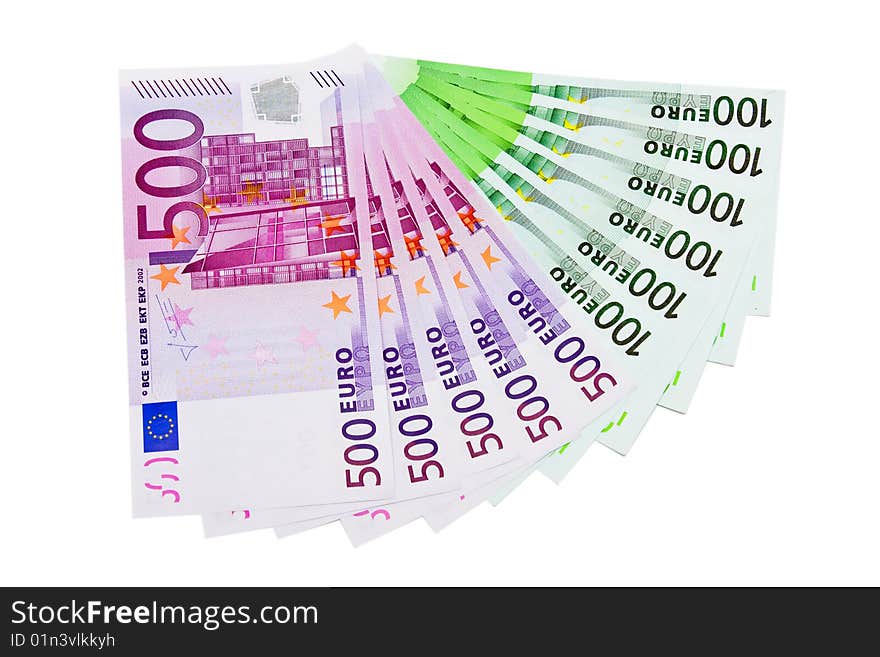 Set of euro bank notes