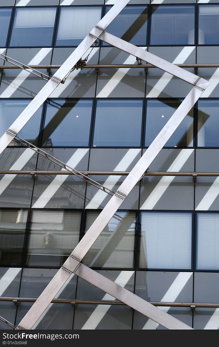 The detail of the modern house, Prague, bottom of the Wenceslaw square (Na Prikope - Myslbek), Czech republic. The facade of the house.