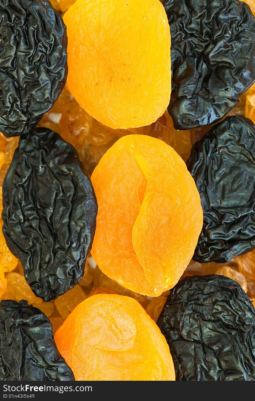 Composition from dried fruits on a light background